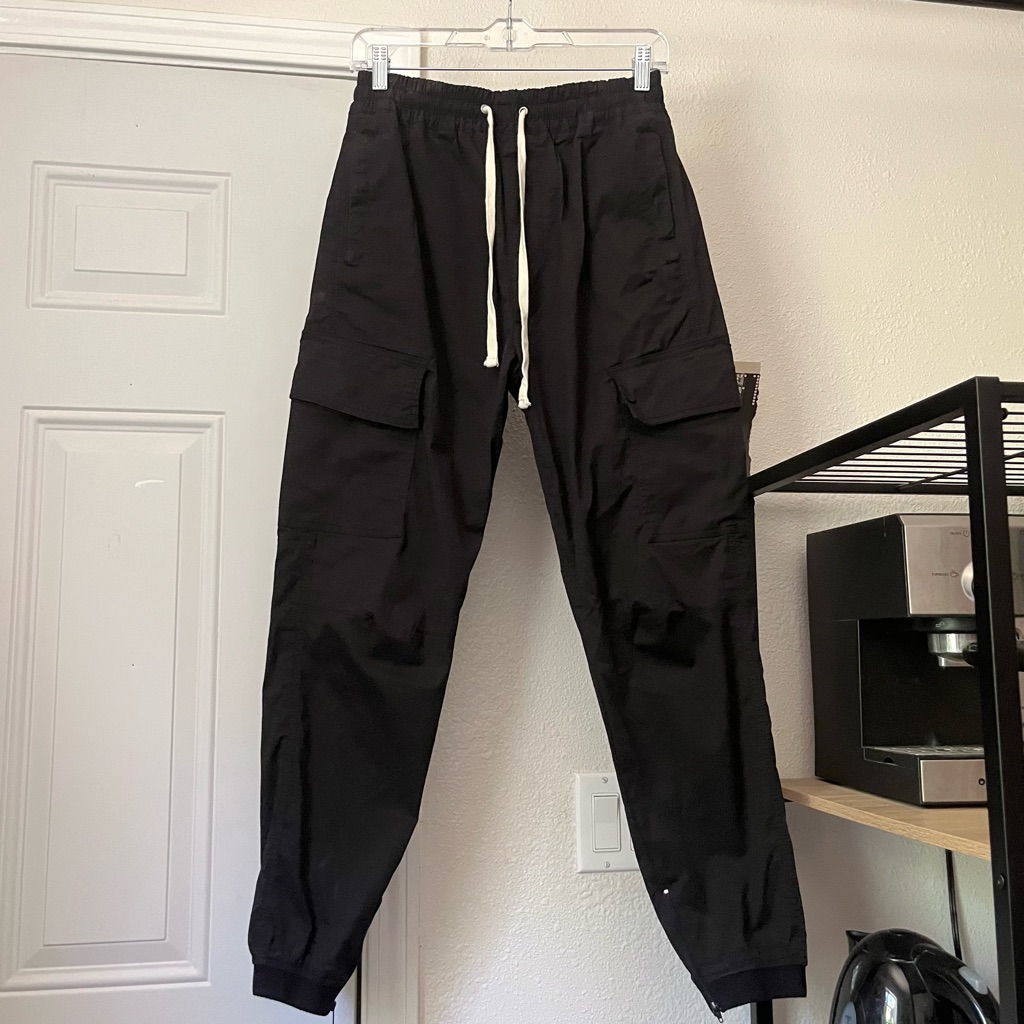 Nth Black Cotton Blend Utility Cargo Straight Leg Cropped Jogger Pants